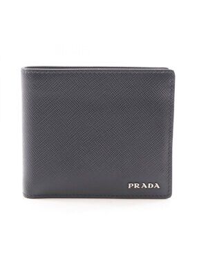 Prada Bifold Wallet Saffiano Bicolo Black Leather